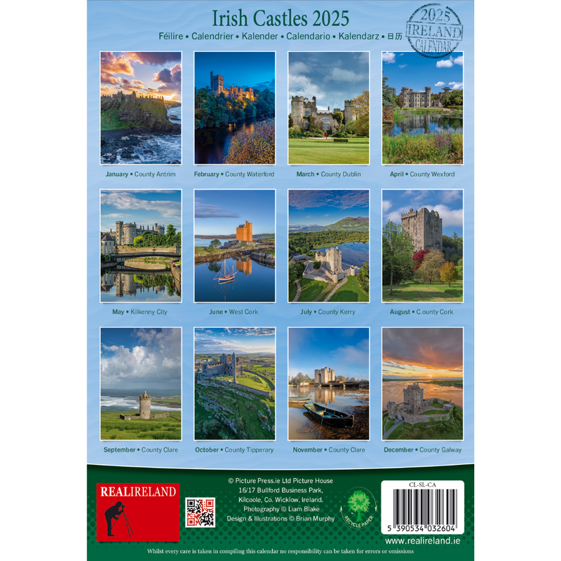 Slim Irish Castles 2025 Calendar